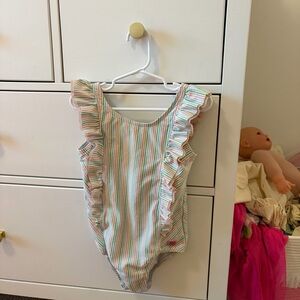 Ruffle Butts Colorful Seersucker Stripe One Piece Bathing Suit Size 5